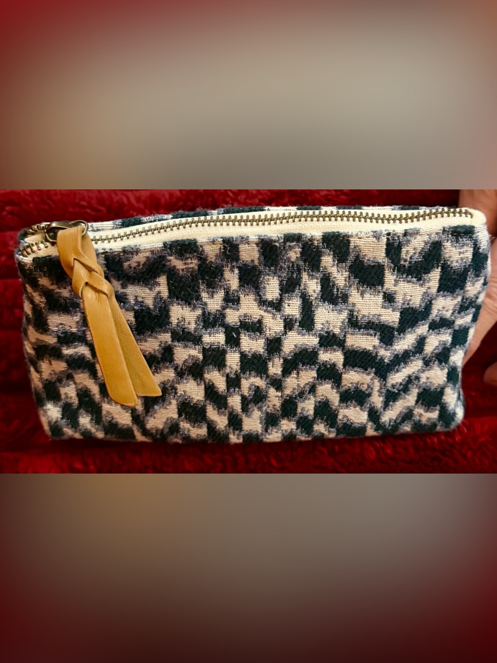 Universal Thread Navy Blue and White Patterned Cosmetic Pouch